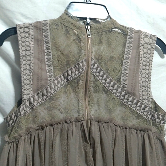 LAST DROP Free People Penny Georgette Babylon Lace/Bead Mini Dress SzSP Like New - Picture 5 of 10